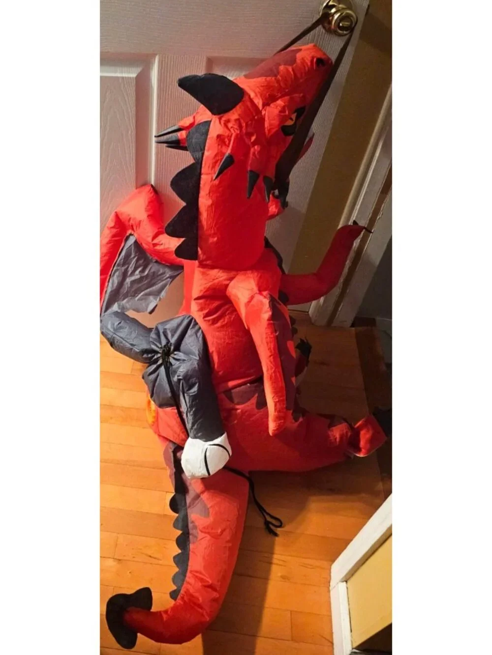 Inflatable Ride on Red Dragon Costume Kids 4-6 Knight Halloween Blow Up Medieval